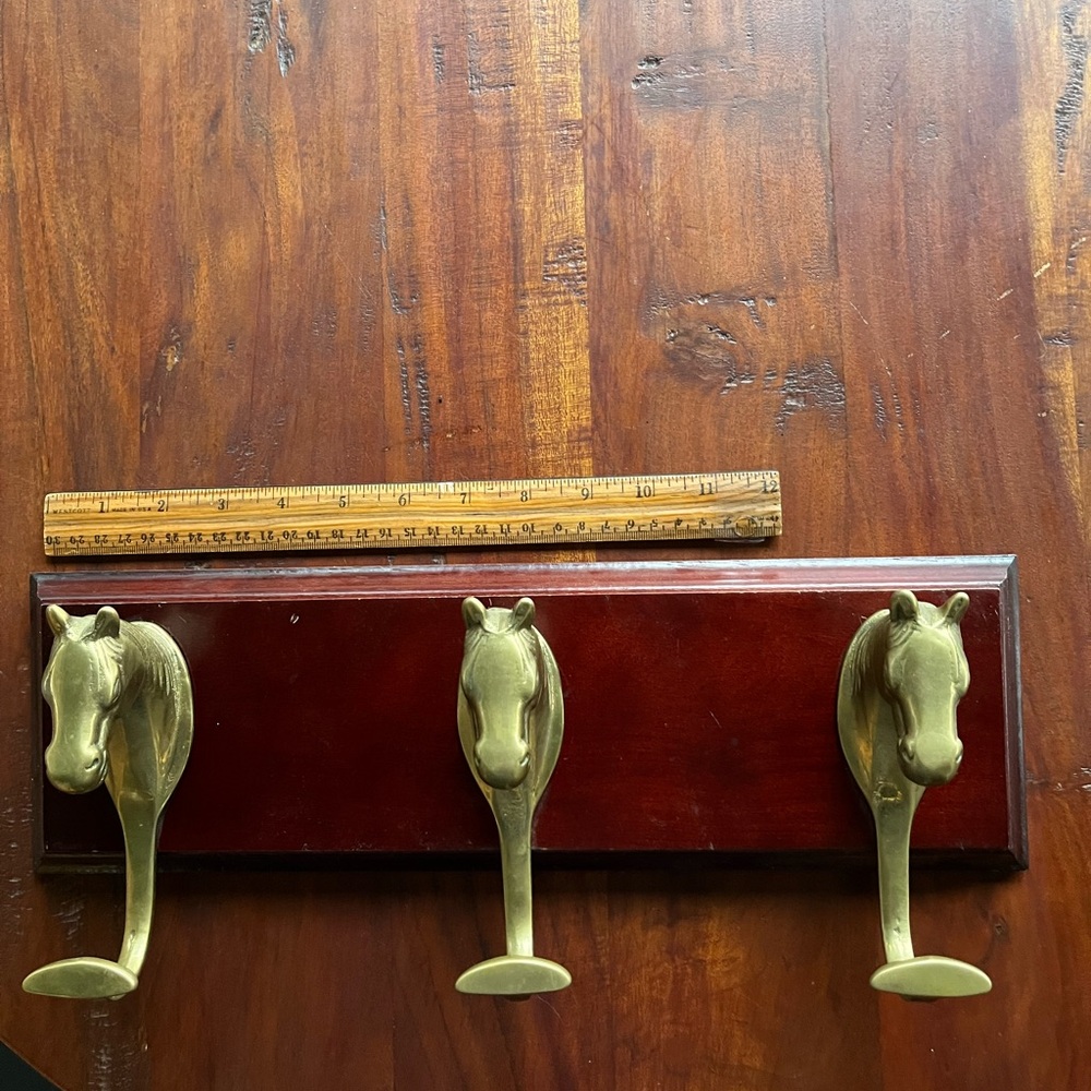 Vintage Brass Horse Head Wall Hooks